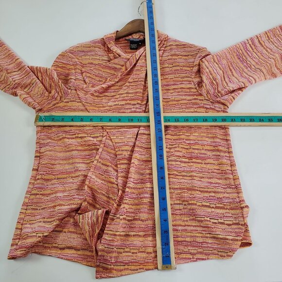 Peck & Peck Womens Striped Knit Cardigan‎ Sweater Sz 16 Orange Open Front - Picture 7 of 8